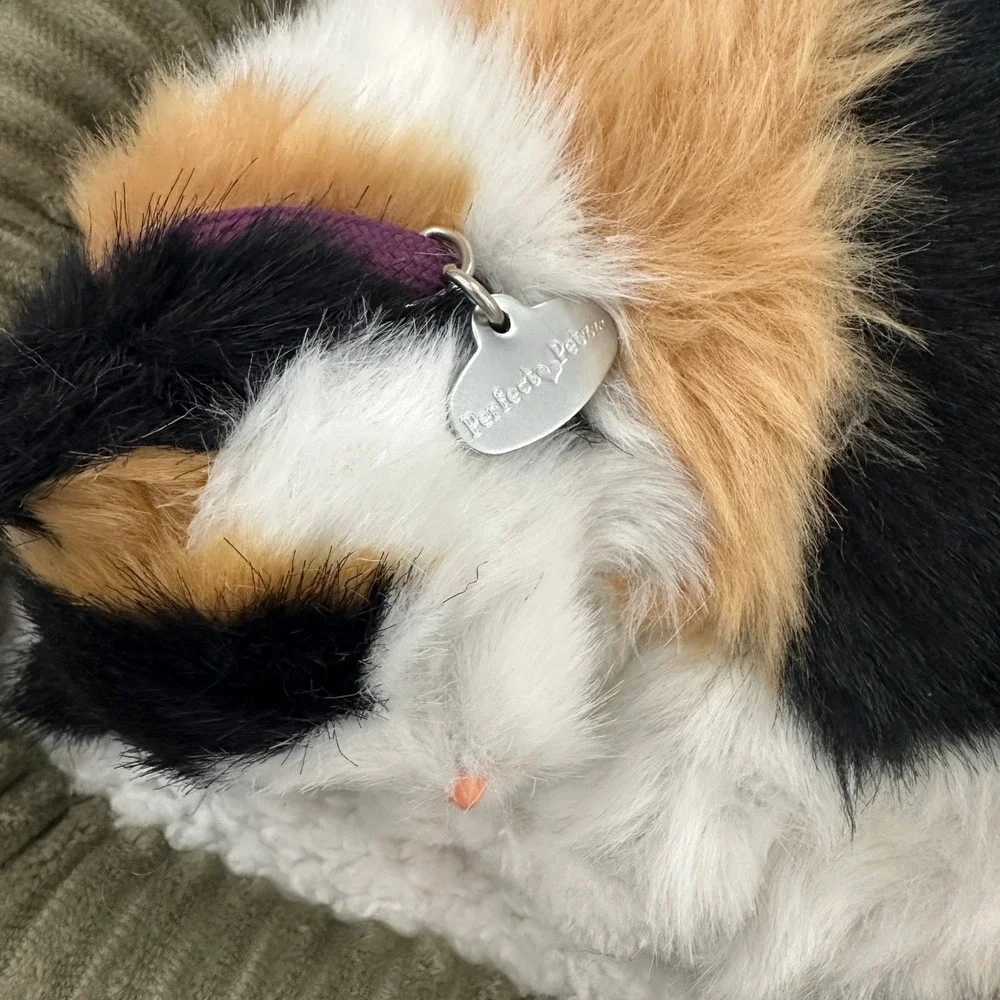 Perfect Petzzz Realistic Breathing Calico Cat Plush Toy with Bed and Certificate